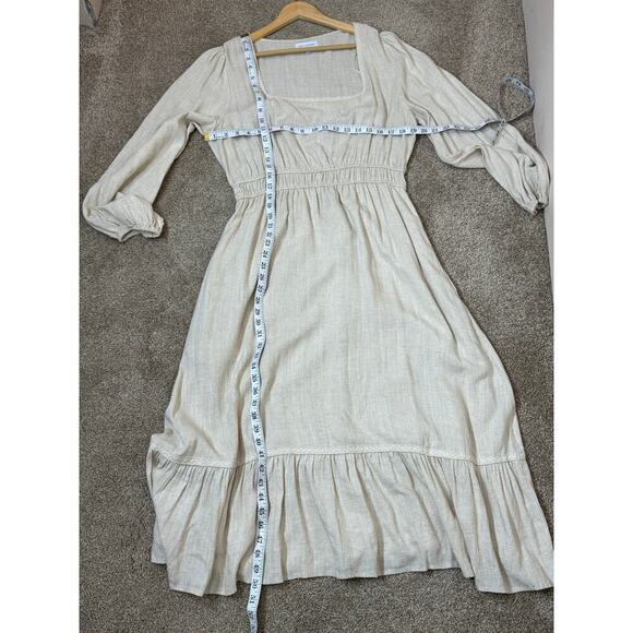 Lost + Wander Square Neck Milk Maid Puff Sleeve Maxi Dress Cottage Boho Cream L - Picture 10 of 10